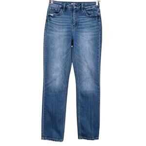 Flying Monkey Jeans Womens 26 Straight Distressed Hem Stretch Denim High Rise